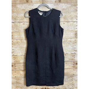 TALBOTS SIZE 12P BLACK IRISH LINEN CAREER WEDDING CASUAL CLASSIC SHEATH DRESS